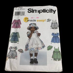 Vintage Simplicity Pattern 9142 6 outfits for toddler girl, Dress and BloomersS